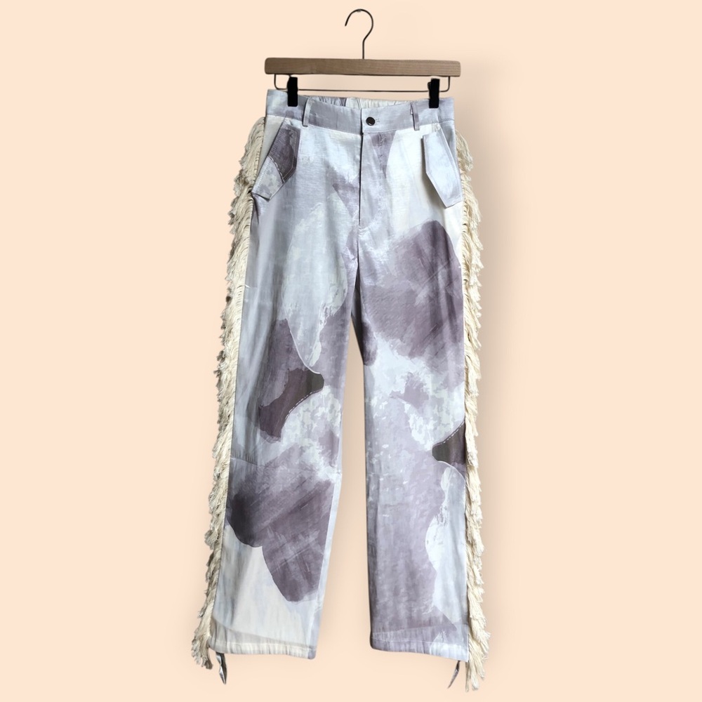 Love Highlight Patterned Fringe Trim Pants Cowgirl Western Party Costume Medium